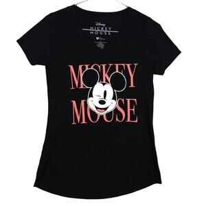 Disney Mickey Mouse Tee Size XS Black Graphic Short Sleeve V Neck NWOT